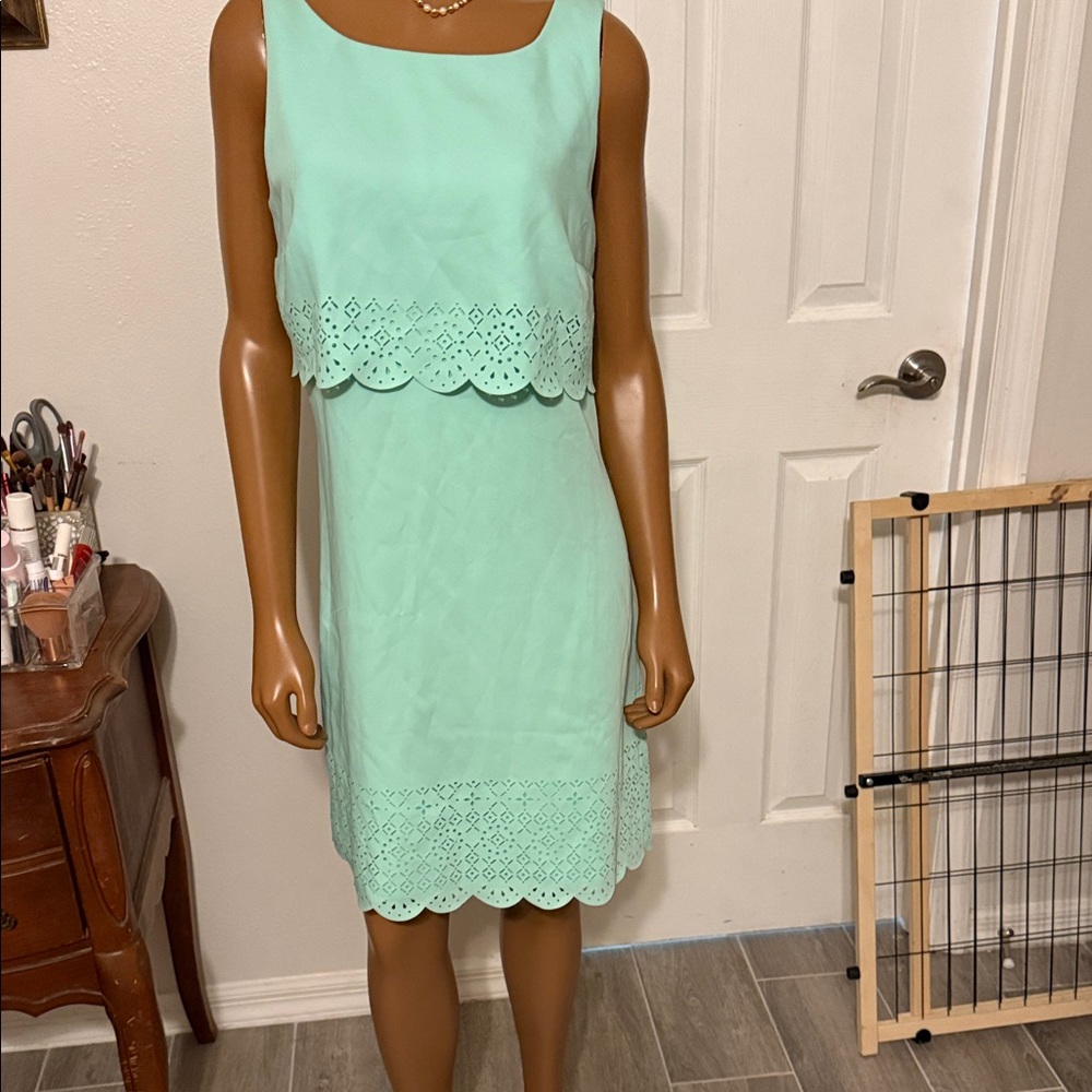 White House Black Market Light Green Lace Midi Dress